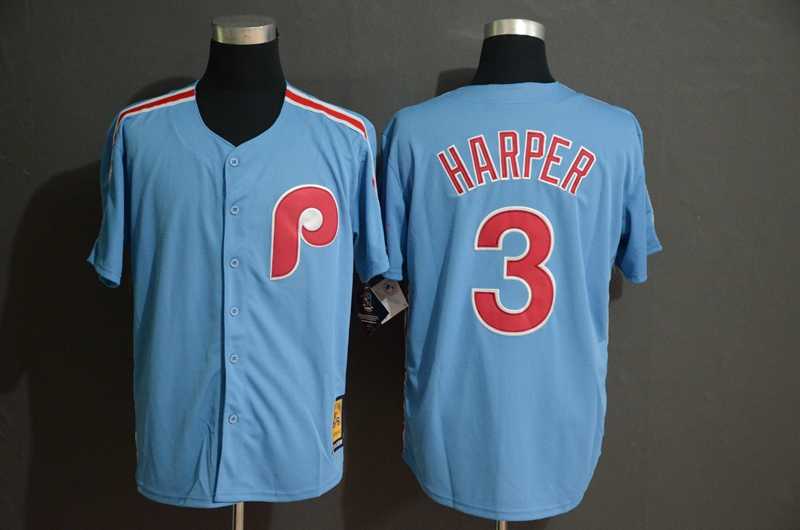 Phillies 3 Bryce Harper Light Blue Cool Base Cooperstown Jersey,We sell and wholesale Phillies 3 Bryce Harper Light Blue Cool Base Cooperstown Jersey on line form chian!